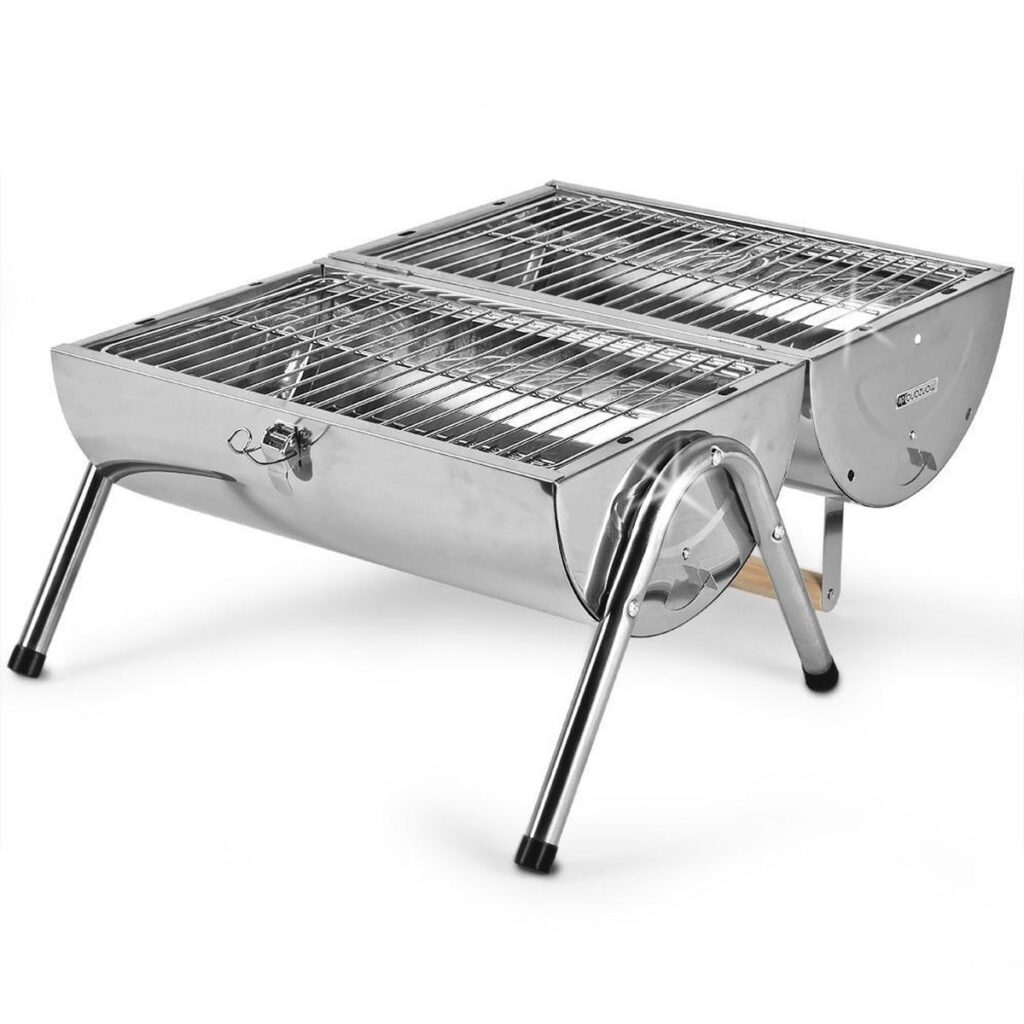 Tafelbarbecue grill inox – met dubbel grill vlak – 38x52cm