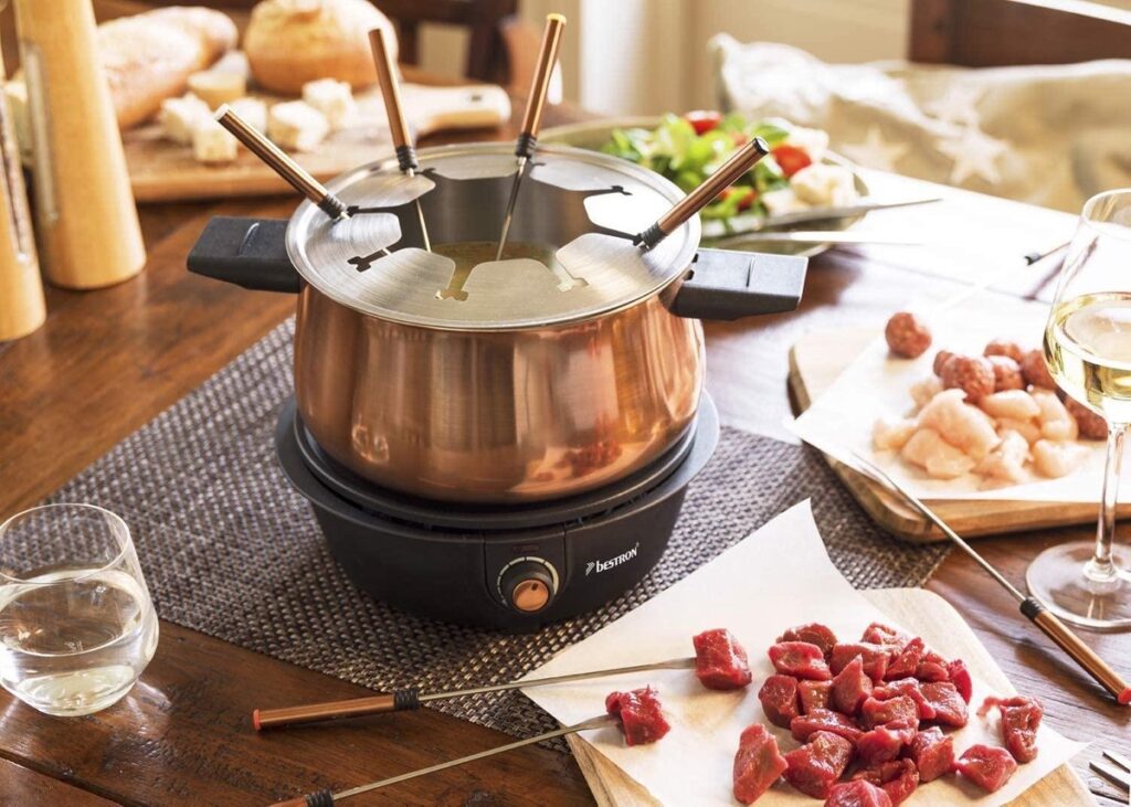 Bestron – Elektrische Fonduepan – 8 fonduevorkjes