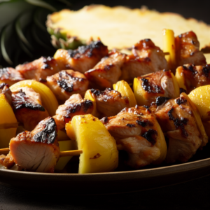 Gegrilde varkensvleesspiesjes met ananas